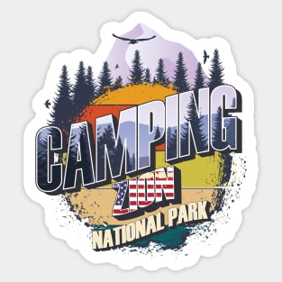 Camping Zion National Park Vintage USA Best gift for campers Adventure gear Sticker